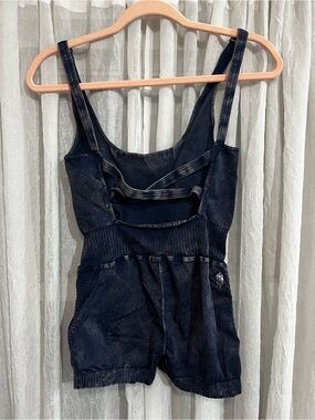 Free People Dark Tank Romper with Cutout Back